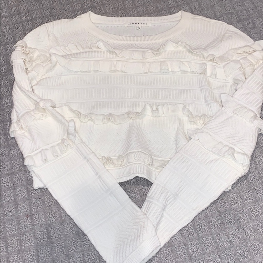 Endless Rose Crop Ruffle Knit Sweater